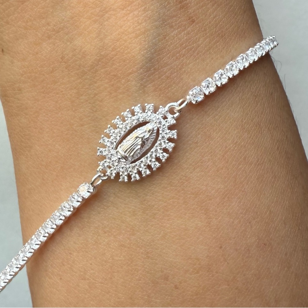 ✨ 925 Sterling Silver Virgin Mary Tennis Bracelet